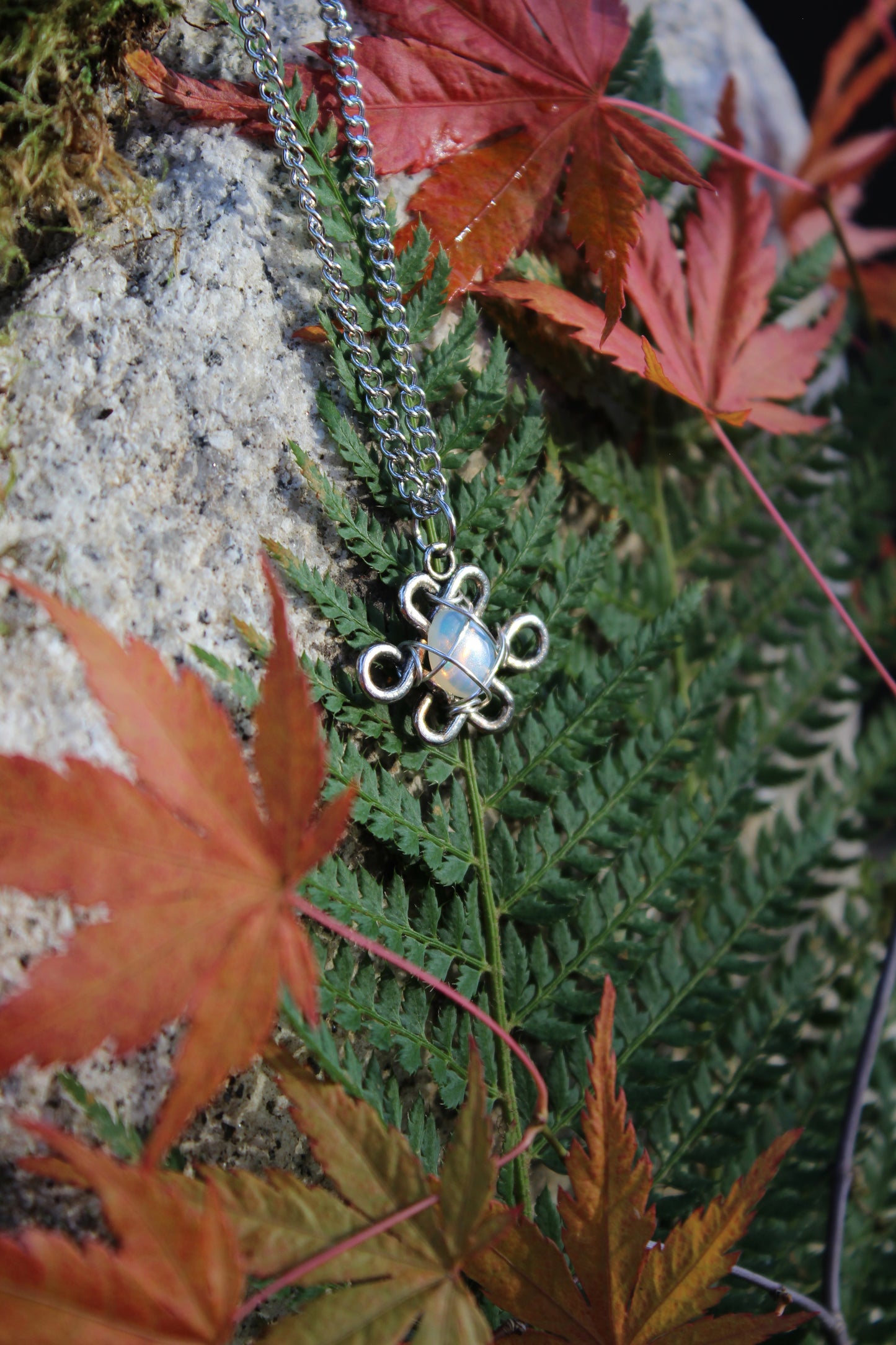Silver Celtic Opal Pendant Necklace