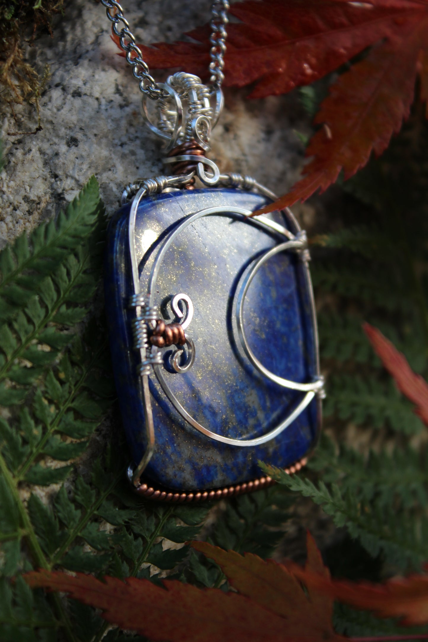 Lapis Lazuli Moon Pendant Necklace
