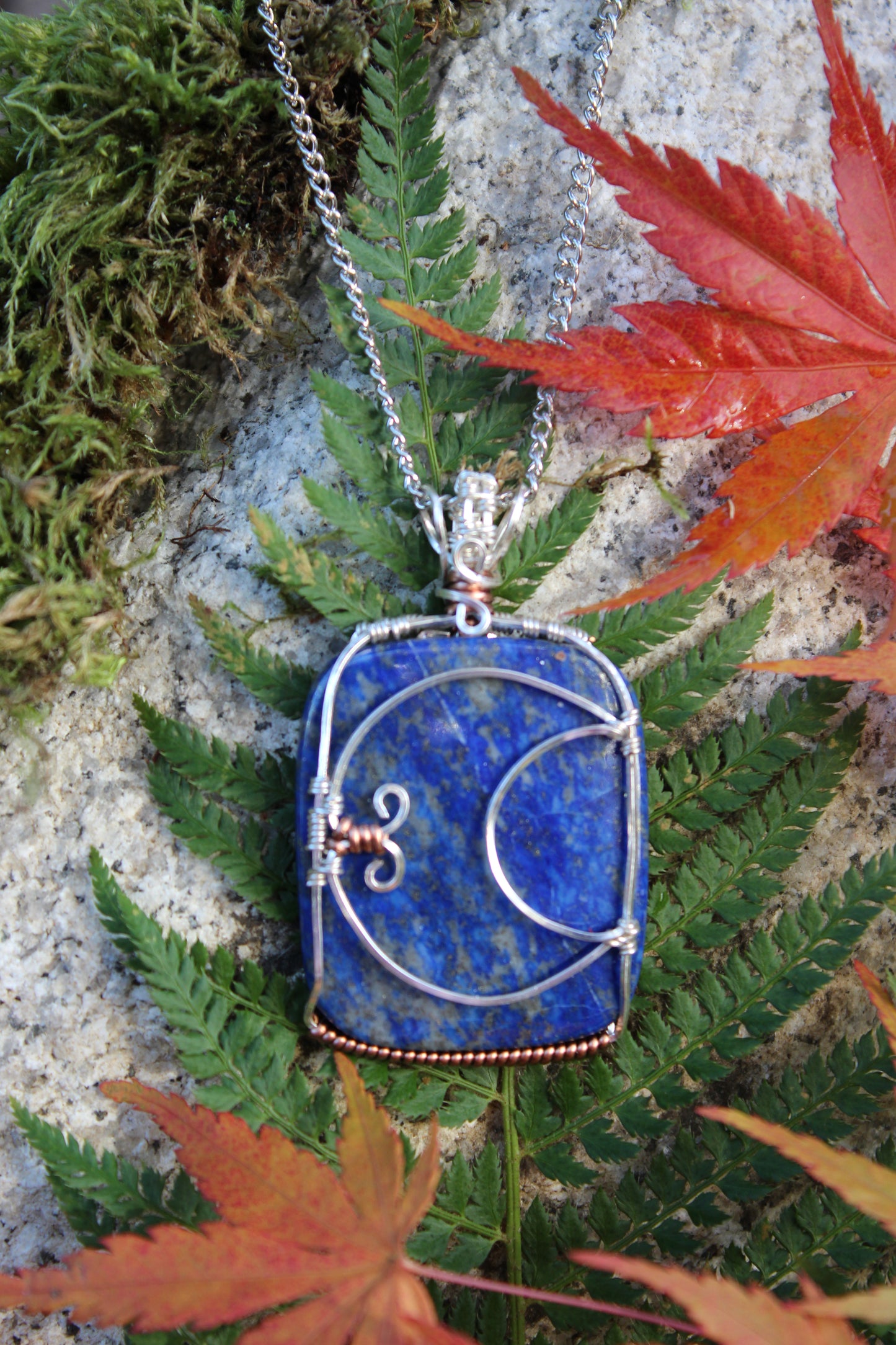 Lapis Lazuli Moon Pendant Necklace