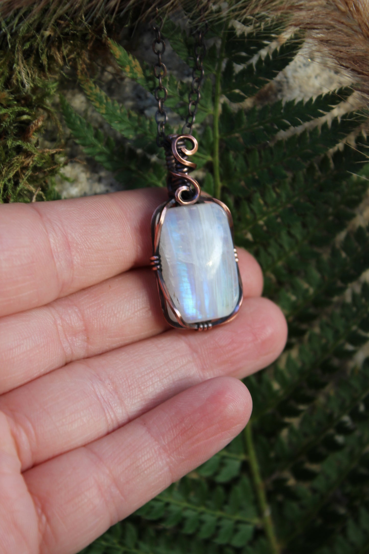 Square Moonstone Pendant Necklace