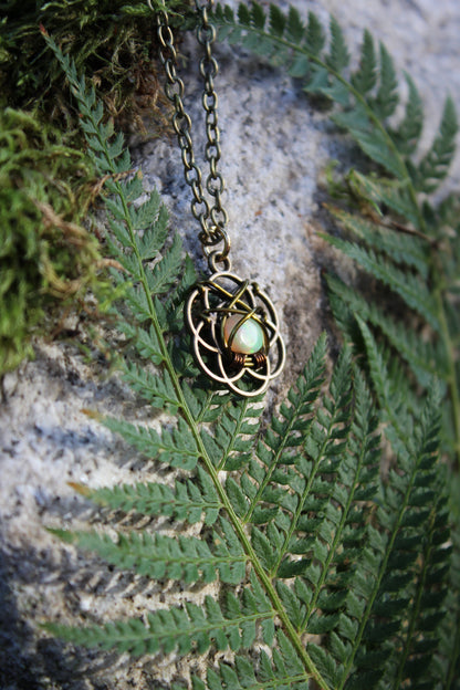 Bronze Celtic Opal Pendant Necklace
