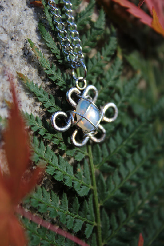 Silver Celtic Opal Pendant Necklace