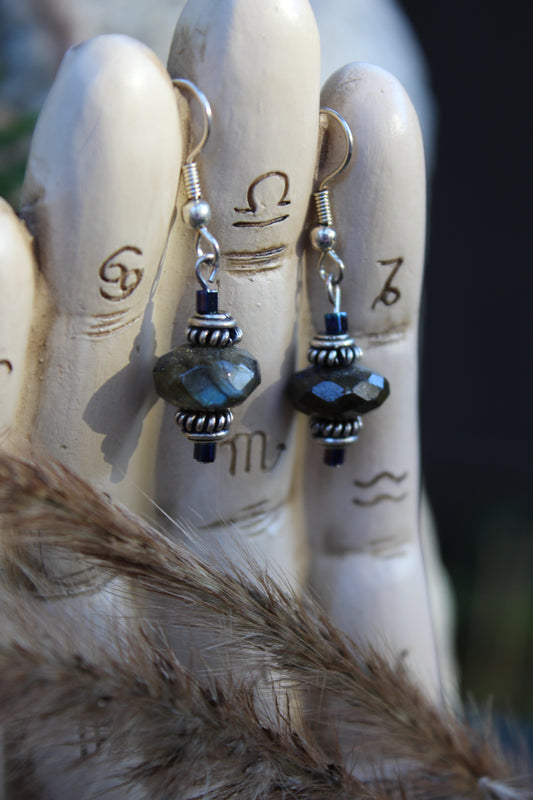 Blue Faceted Labradorite Earrings