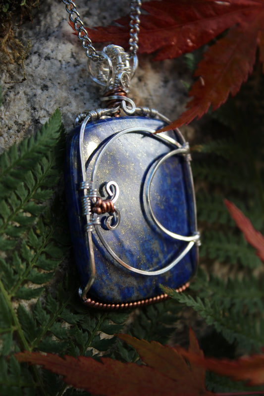 Lapis Lazuli Moon Pendant Necklace