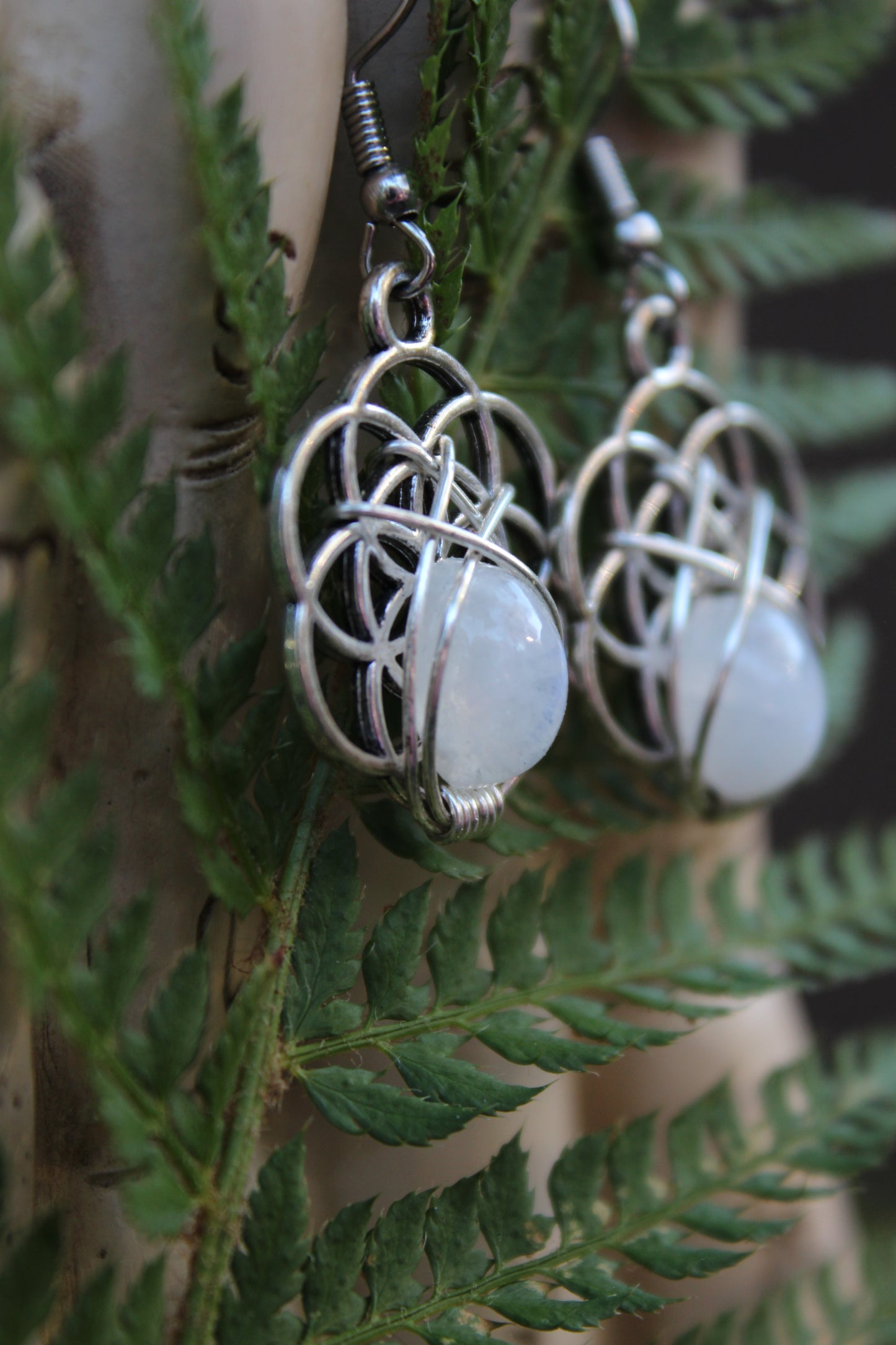 Seed of Life Moonstone Earrings