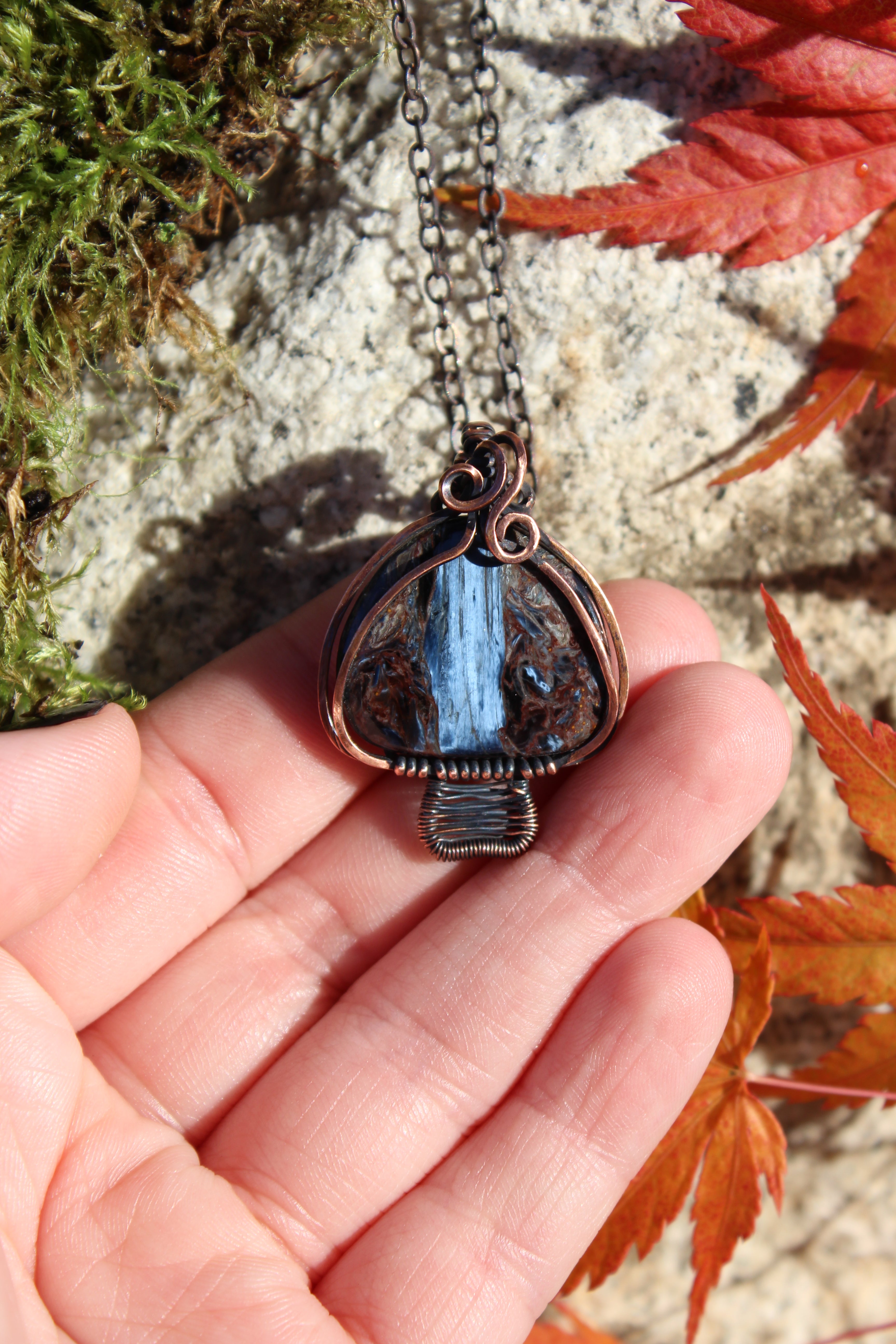 Popular Mushroom labradorite copper necklace